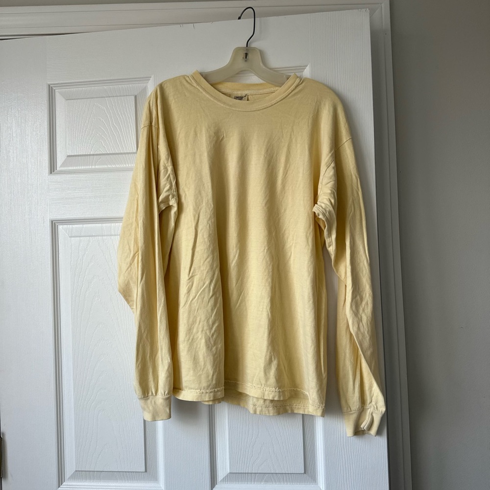 Yellow Comfort Colors Long Sleeve T-Shirt Size Large